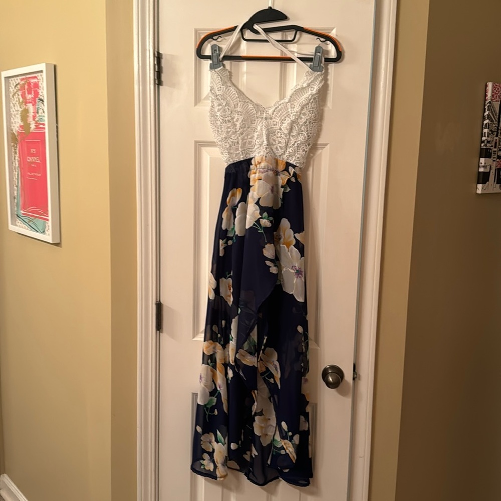 Lace top Floral print skirt dress